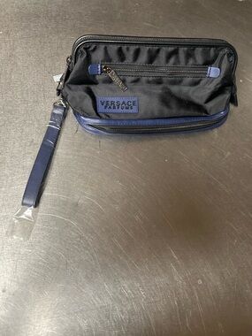 Versace Black and Navy Toiletry Wrist Pouch